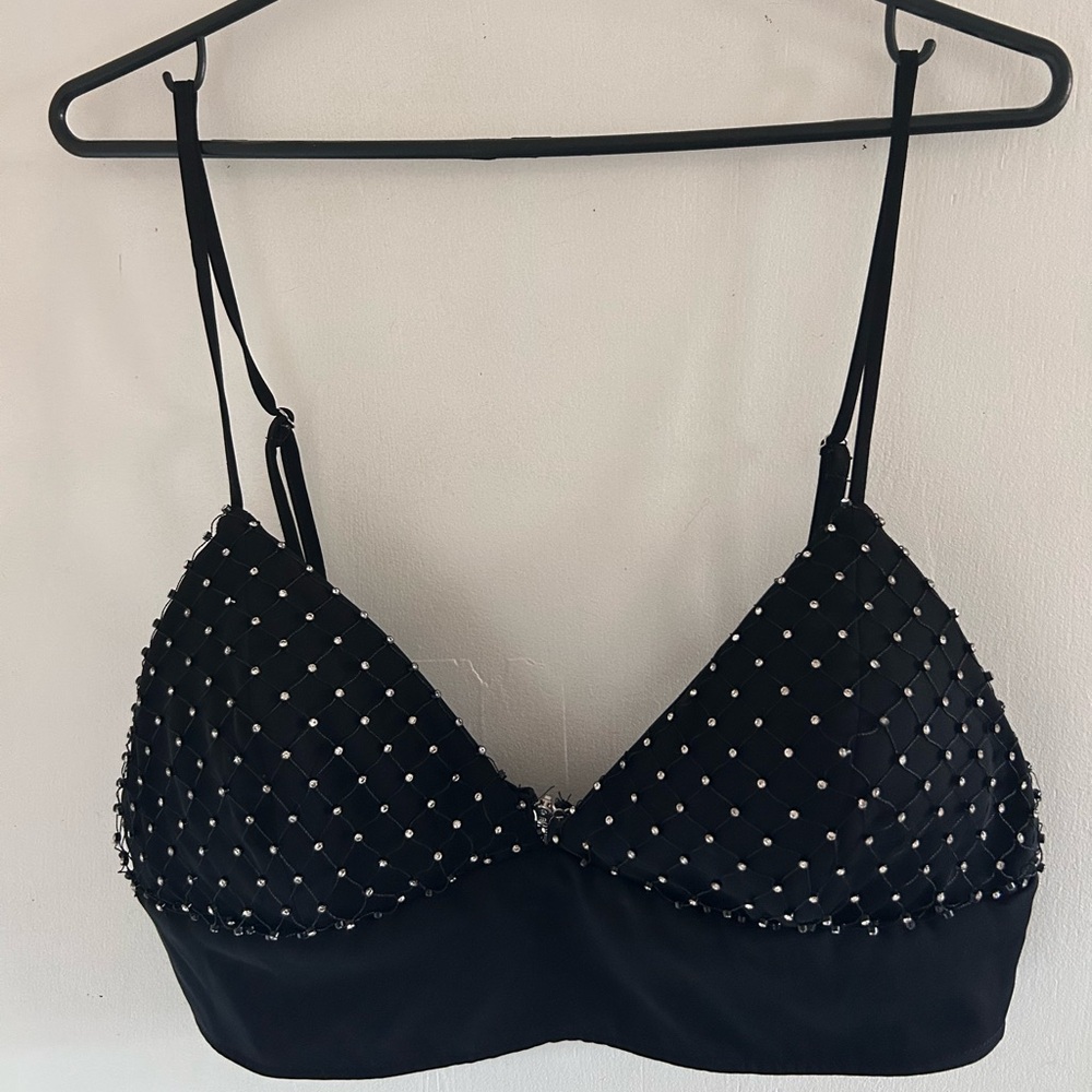 Black Embellished Women's Bralette Top